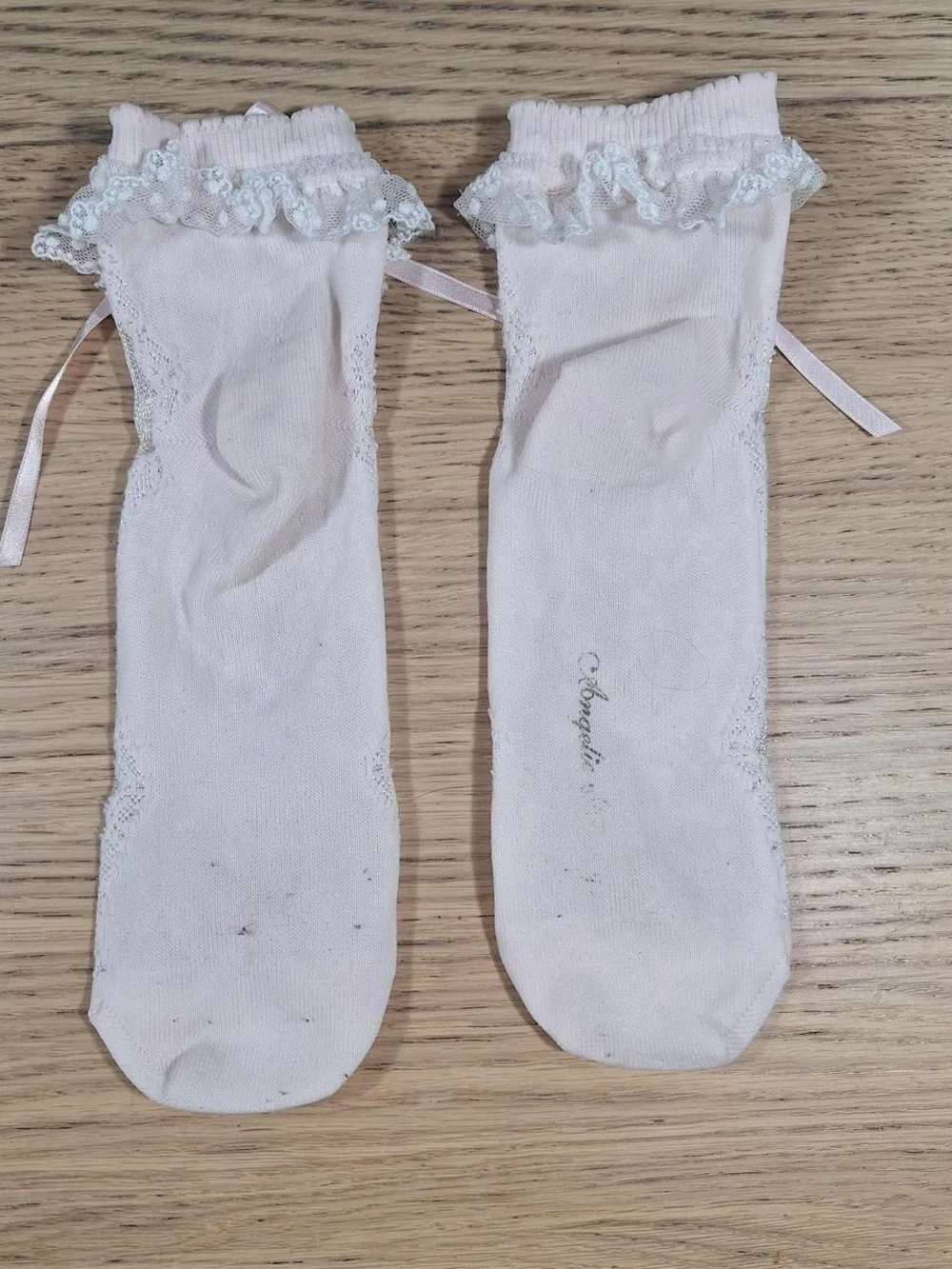 Angelic Pretty Pink Lace Ankle Socks Cross Motif Shimmer | Sweet Lolita